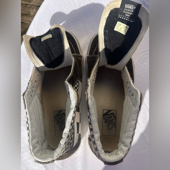 Vans | Women’s Suede Filmore Brown and White Checker Mix High Tops | Size 6 - Picture 9 of 12